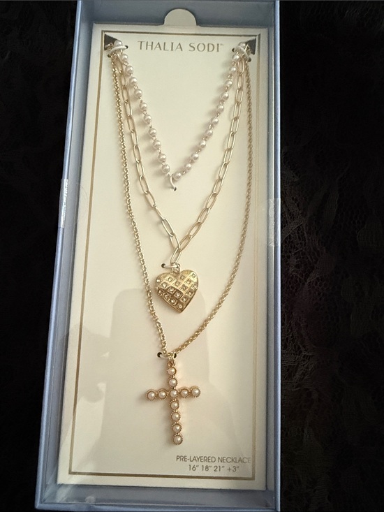 Thalia Sodi Jewelry - Thalia Sodi Gold Faux-Pearl Layered Necklace with Heart and Cross